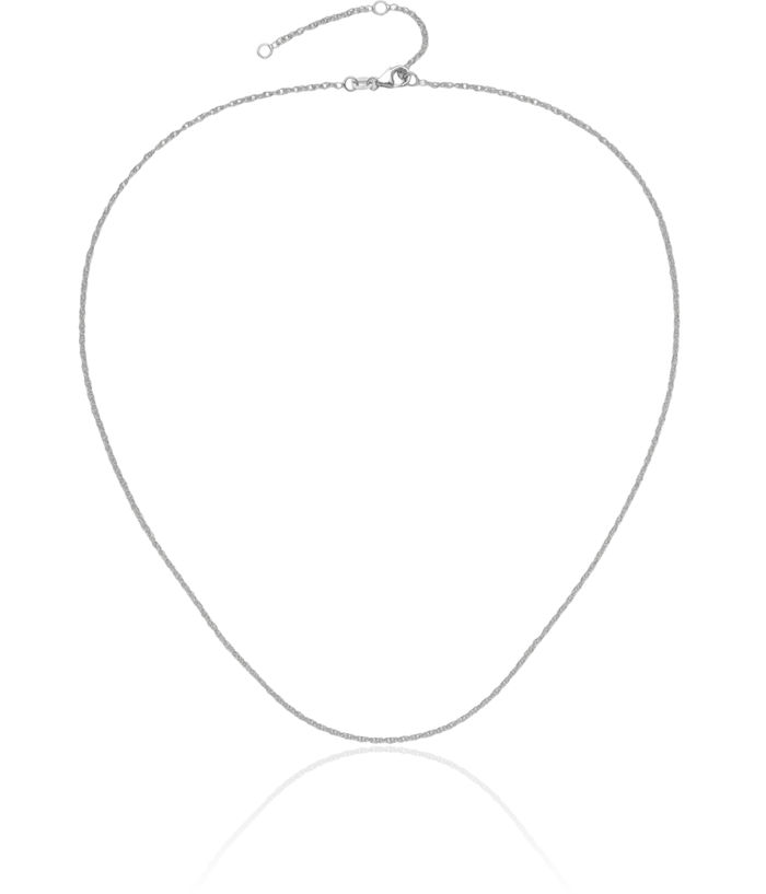 14K Solid White Gold 1.5mm Rope Adjustable Chain Necklace