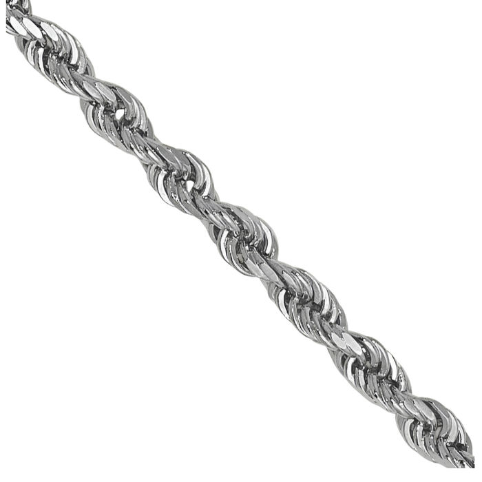 14K Solid White Gold 1.5mm Rope Chain Twisted Link Necklace