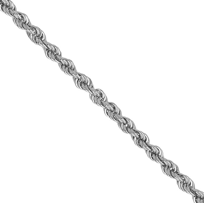 14K Solid White Gold 1.5mm Rope Chain Twisted Link Necklace