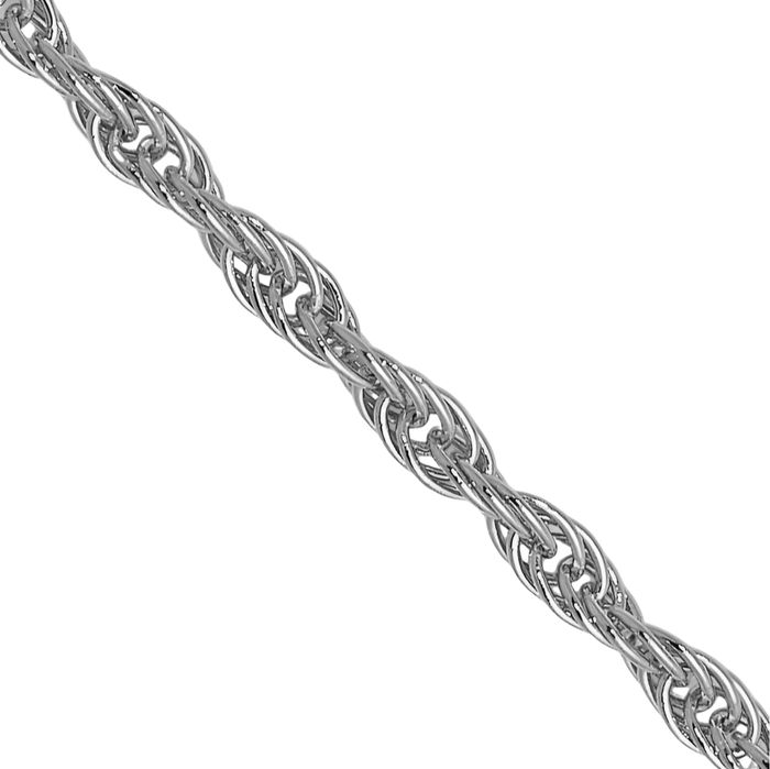 14K Solid White Gold 1.5mm Rope Chain Twisted Link Necklace