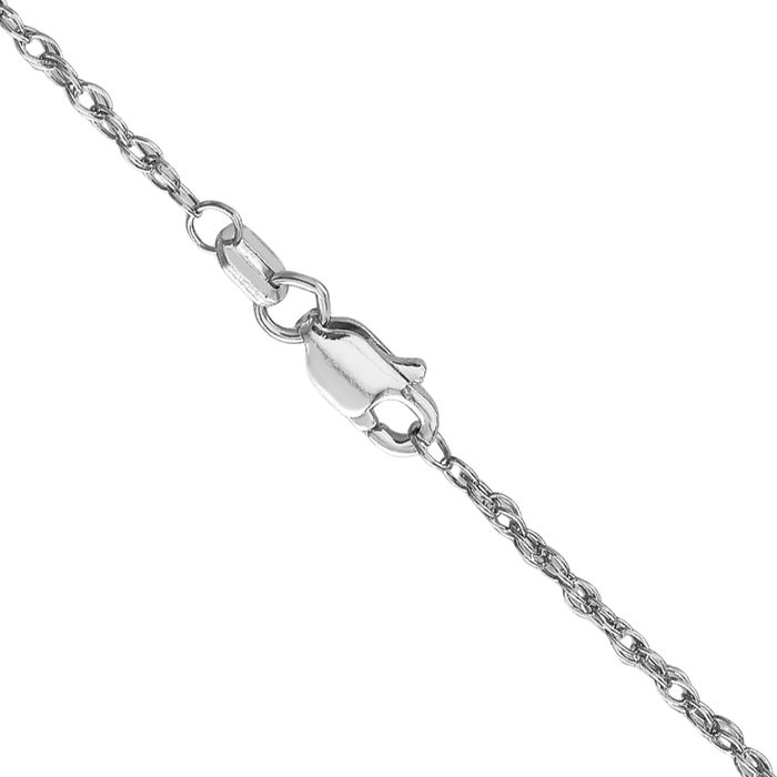 14K Solid White Gold 1.5mm Rope Chain Twisted Link Necklace