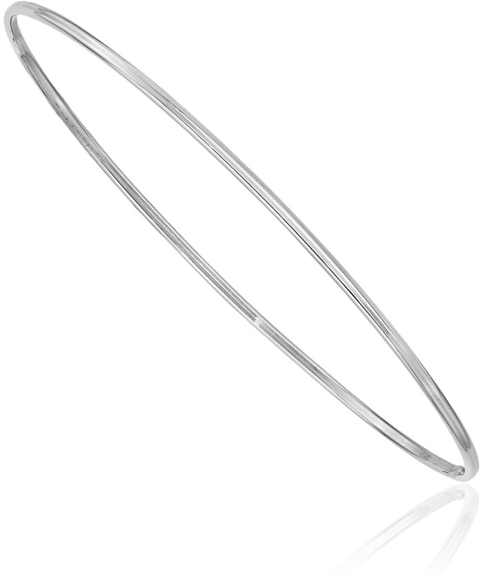 14K Solid White Gold 1.5mm Slip On Bangle Bracelet