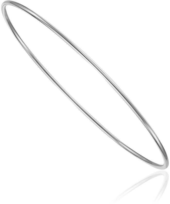 14K Solid White Gold 1.5mm Slip On Bangle Bracelet