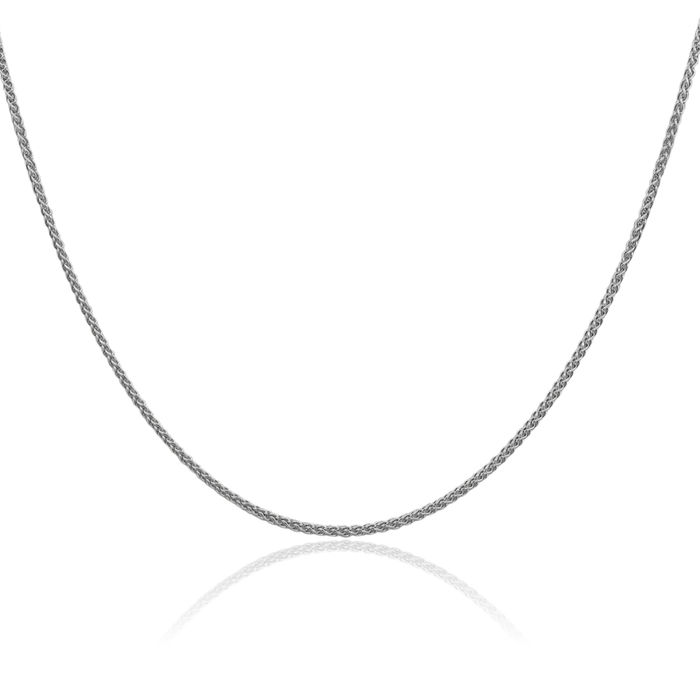 14K Solid White Gold 1.5mm Spiga Wheat Link Chain Necklace