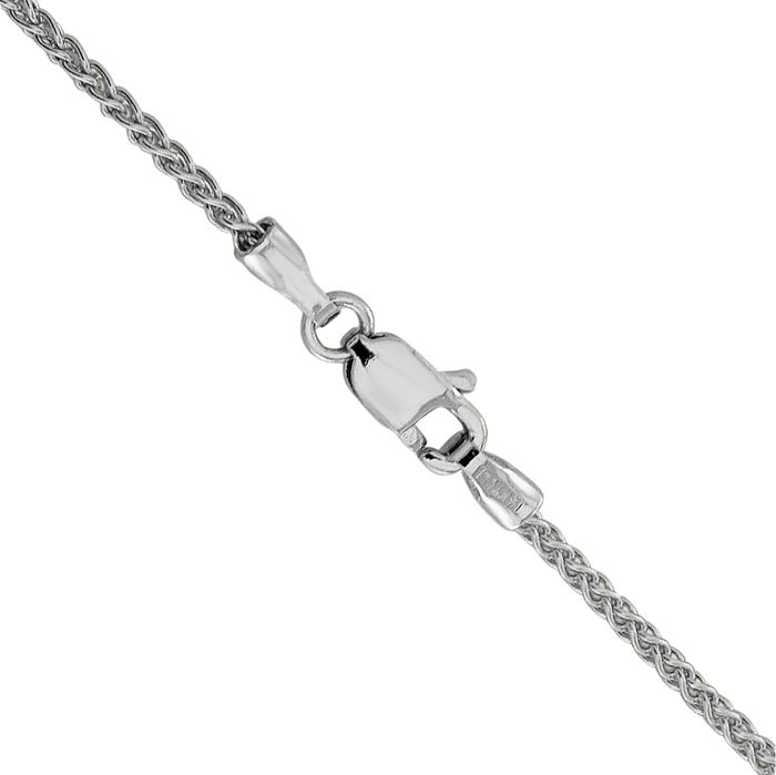 14K Solid White Gold 1.5mm Spiga Wheat Link Chain Necklace