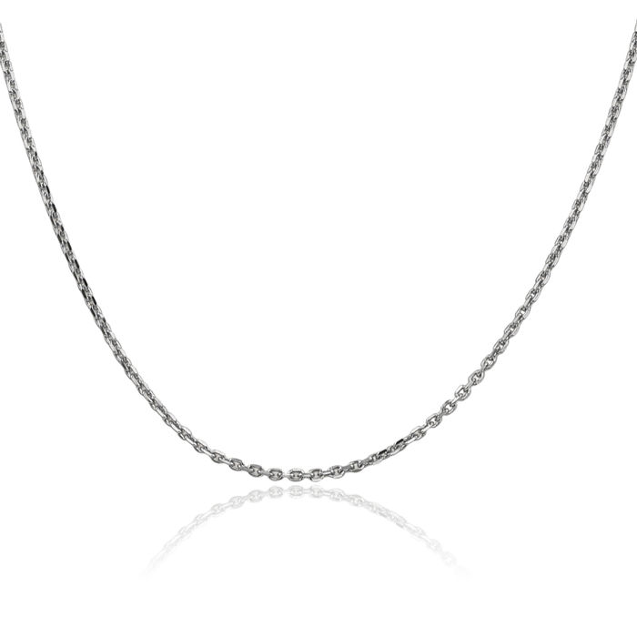 14K Solid White Gold 1.65mm Cable Rolo Link Chain Belcher Necklace