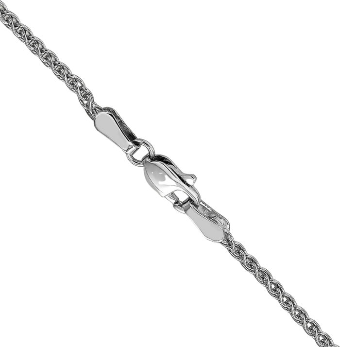 14K Solid White Gold 1.65mm Spiga Wheat Link Chain Necklace