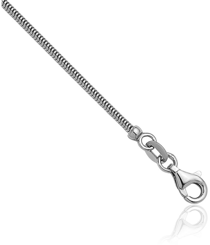 14K Solid White Gold 1.6mm Cubetto Omega Snake Chain Herringbone Necklace