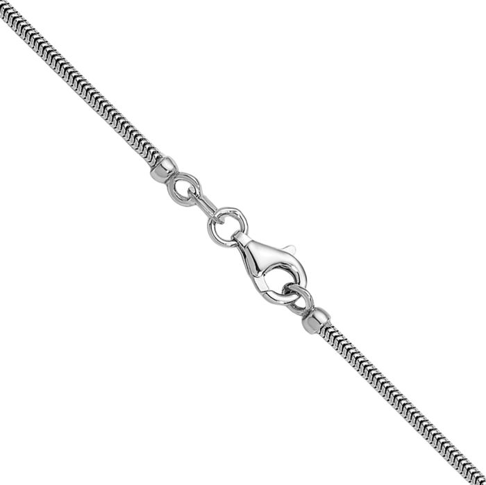 14K Solid White Gold 1.6mm Cubetto Omega Snake Chain Herringbone Necklace