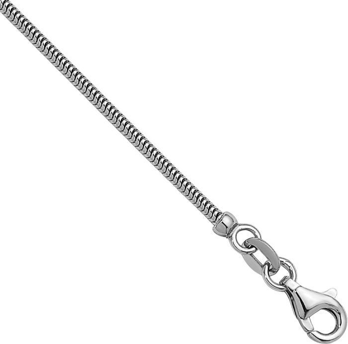 14K Solid White Gold 1.6mm Cubetto Omega Snake Chain Herringbone Necklace