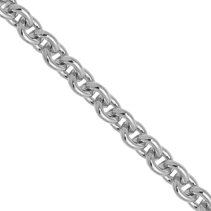 14K Solid White Gold 1.6mm Round Cable Rolo Link Chain Belcher Necklace