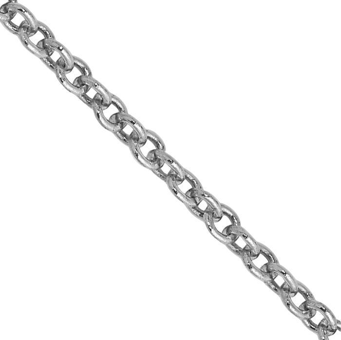 14K Solid White Gold 1.6mm Round Cable Rolo Link Chain Belcher Necklace