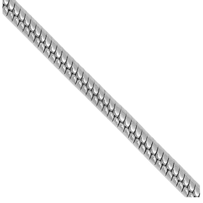 14K Solid White Gold 1.6mm Round Cubetto Omega Snake Chain Herringbone Necklace