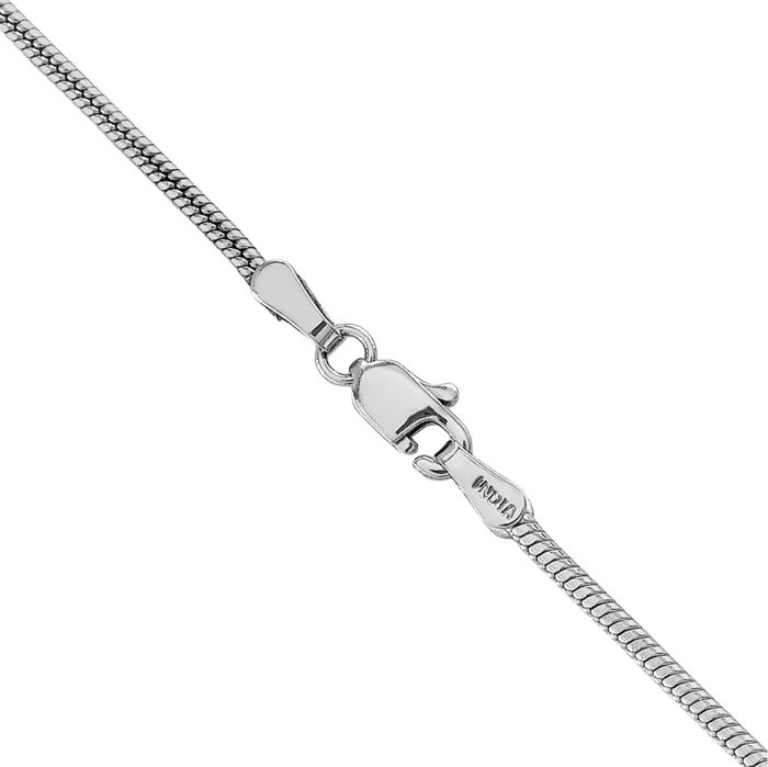 14K Solid White Gold 1.6mm Round Cubetto Omega Snake Chain Herringbone Necklace