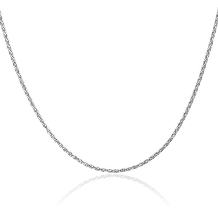 14K Solid White Gold 1.75mm Parisian Spiga Wheat Link Chain Necklace