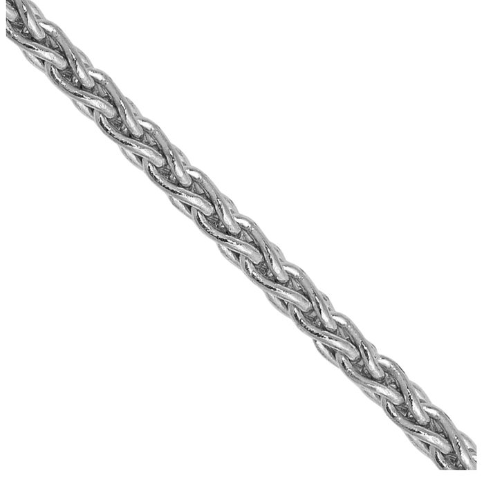 14K Solid White Gold 1.75mm Parisian Spiga Wheat Link Chain Necklace