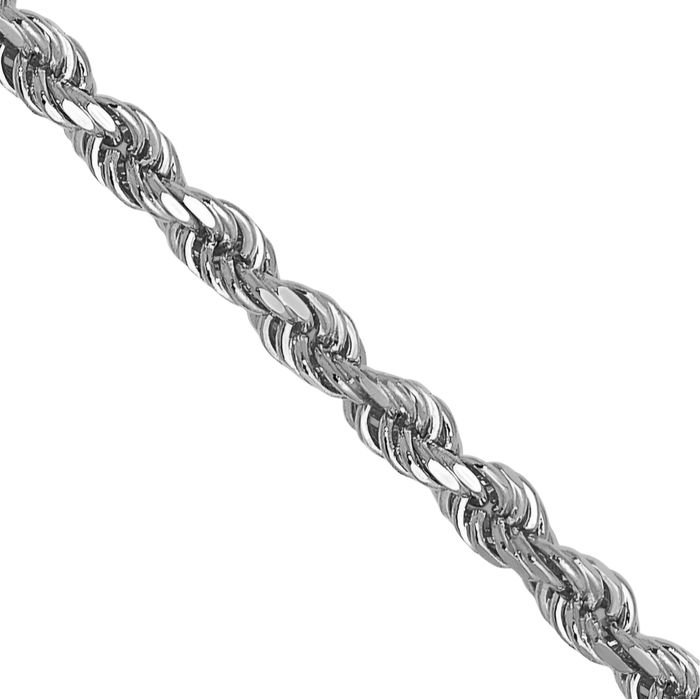 14K Solid White Gold 1.75mm Rope Chain Twisted Link Necklace