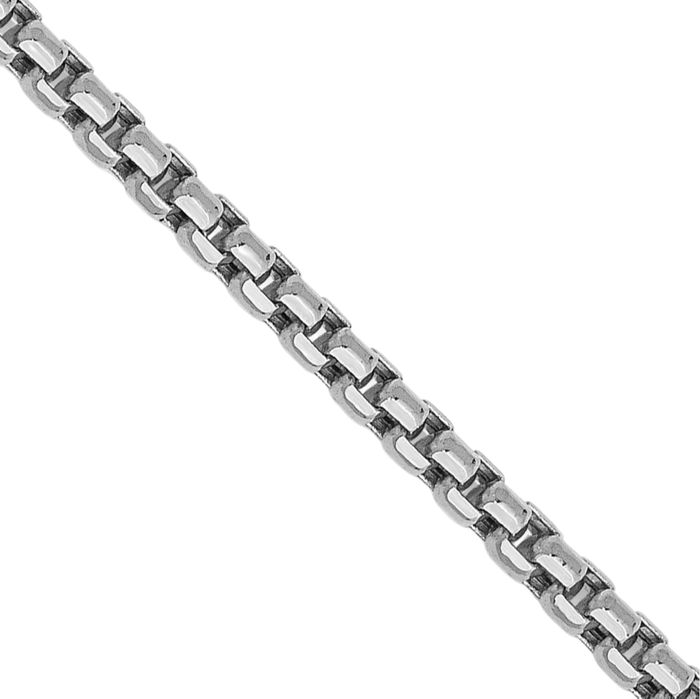 14K Solid White Gold 1.75mm Round Box Link Chain Necklace