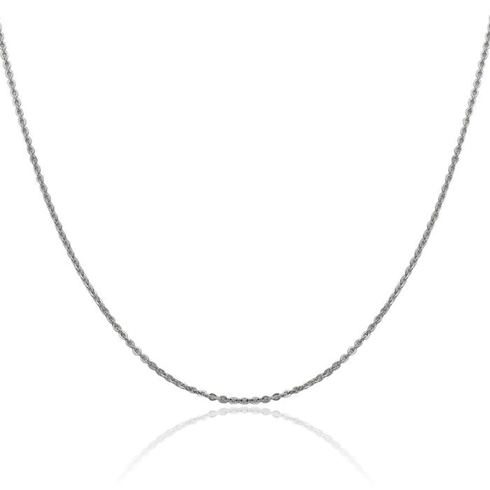 14K Solid White Gold 1.7mm Cable Rolo Link Chain Belcher Necklace