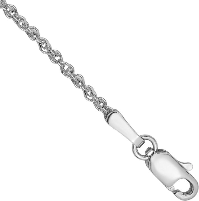 14K Solid White Gold 1.7mm Rope Chain Anklet Summer Beach Foot Ankle Bracelet