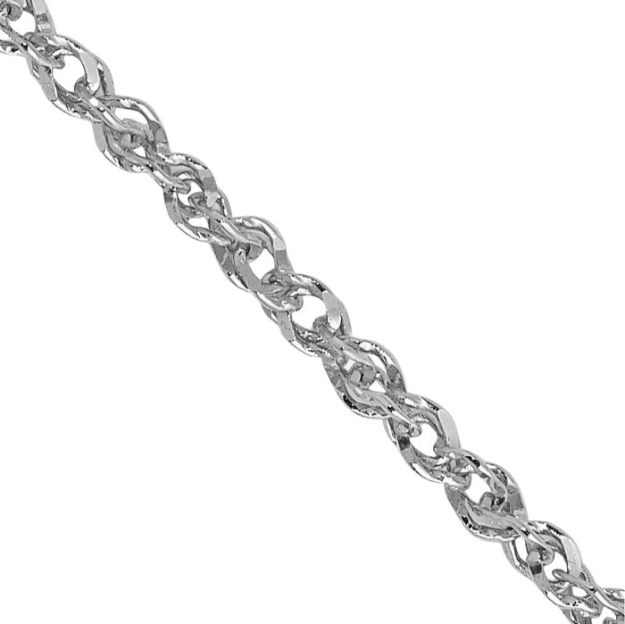 14K Solid White Gold 1.7mm Rope Chain Twisted Link Necklace