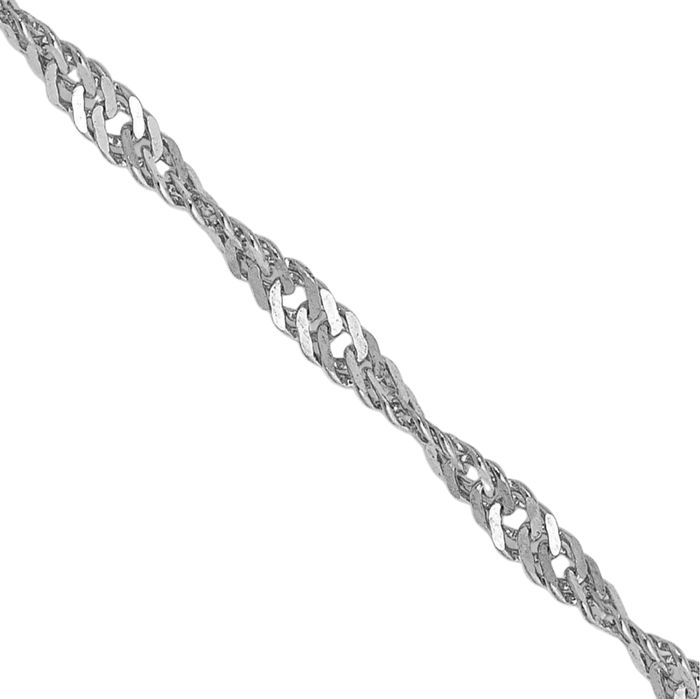 14K Solid White Gold 1.7mm Singapore Chain Necklace