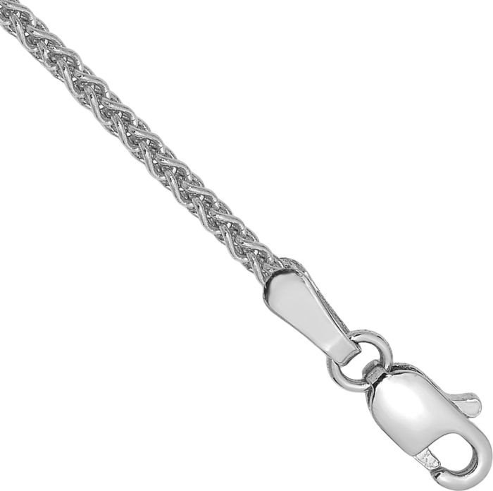 14K Solid White Gold 1.7mm Spiga Wheat Link Chain Anklet Summer Beach Foot Ankle Bracelet