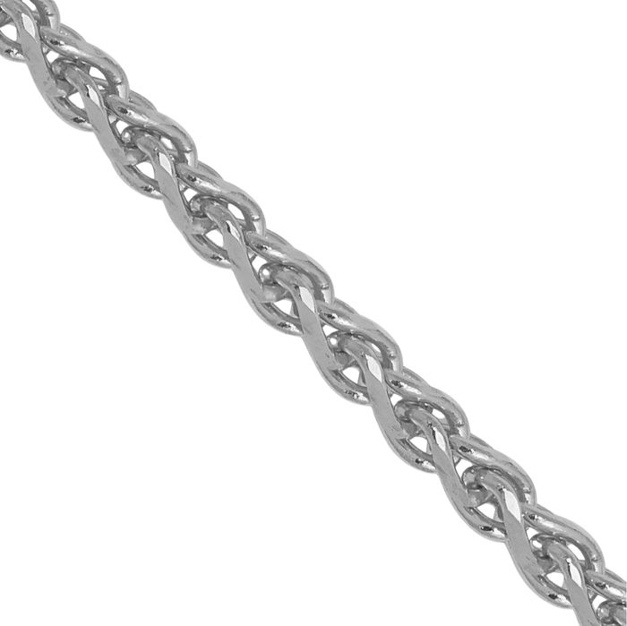 14K Solid White Gold 1.8mm Spiga Wheat Link Chain Necklace