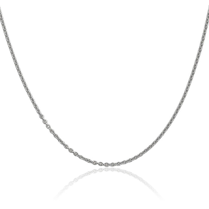 14K Solid White Gold 1.8mm Forzantine Cable Rolo Link Chain Belcher Necklace