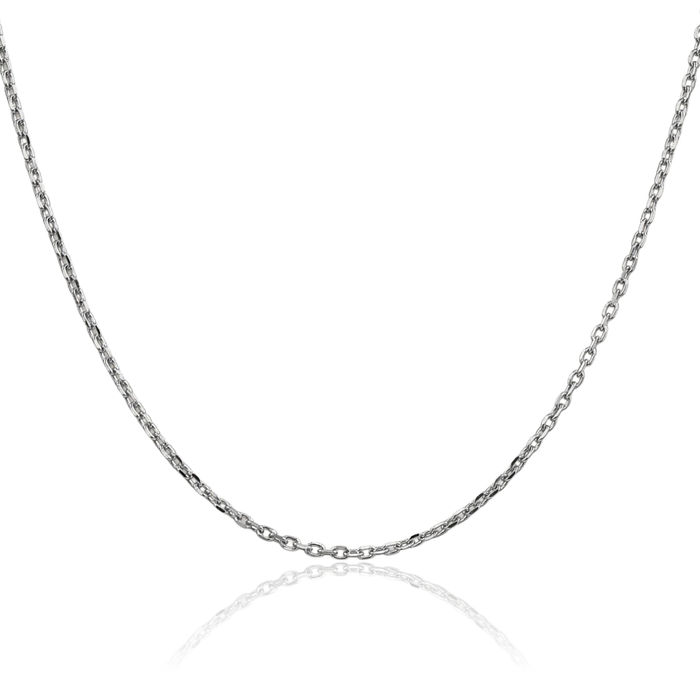 14K Solid White Gold 1.8mm Round Cable Rolo Link Chain Belcher Necklace