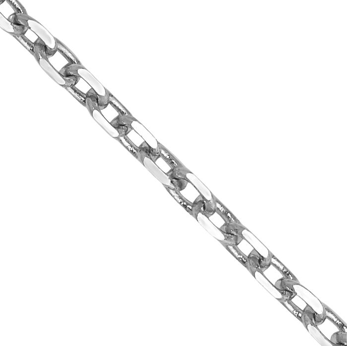 14K Solid White Gold 1.8mm Round Cable Rolo Link Chain Belcher Necklace