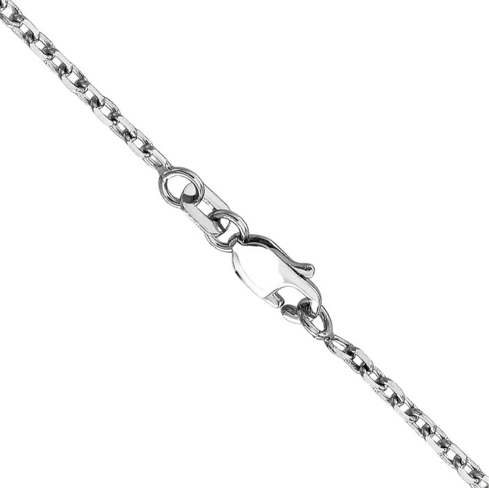 14K Solid White Gold 1.8mm Round Cable Rolo Link Chain Belcher Necklace