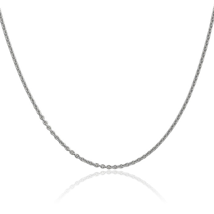 14K Solid White Gold 1.8mm Round Cable Rolo Link Chain Belcher Necklace