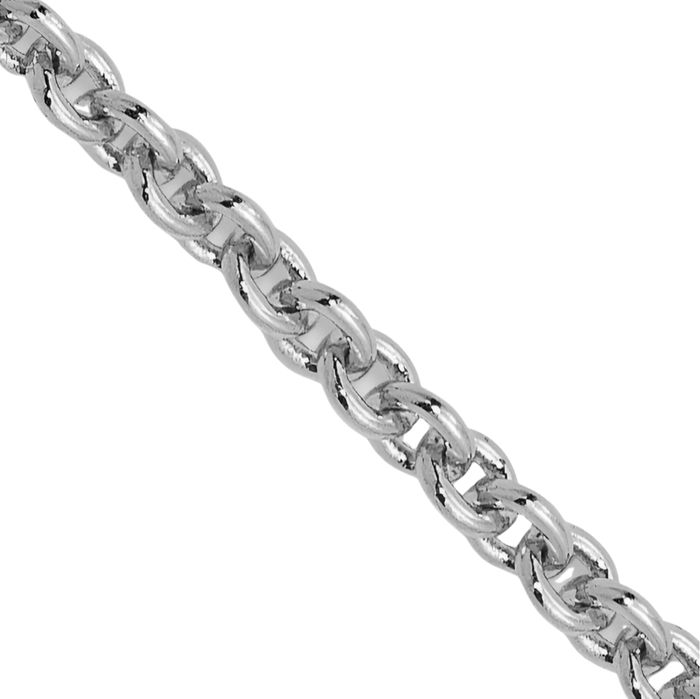 14K Solid White Gold 1.8mm Round Cable Rolo Link Chain Belcher Necklace