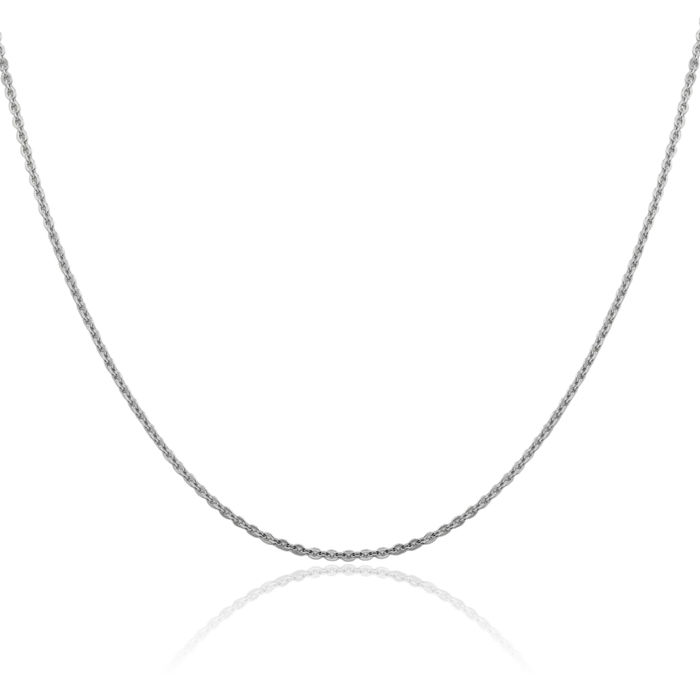 14K Solid White Gold 1.95mm Cable Rolo Link Chain Belcher Necklace