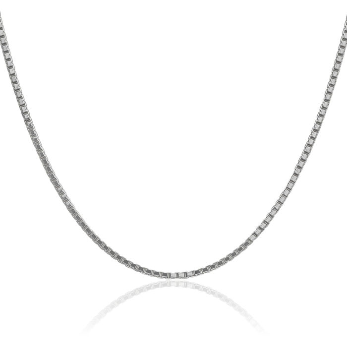 14K Solid White Gold 1.9mm Box Link Chain Necklace