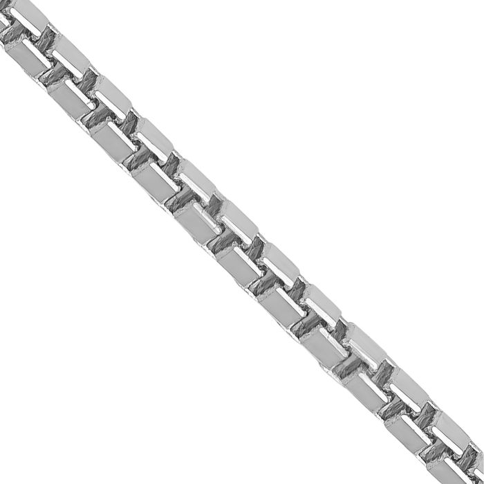 14K Solid White Gold 1.9mm Box Link Chain Necklace