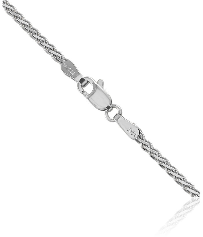 14K Solid White Gold 1.9mm Spiga Wheat Link Chain Necklace