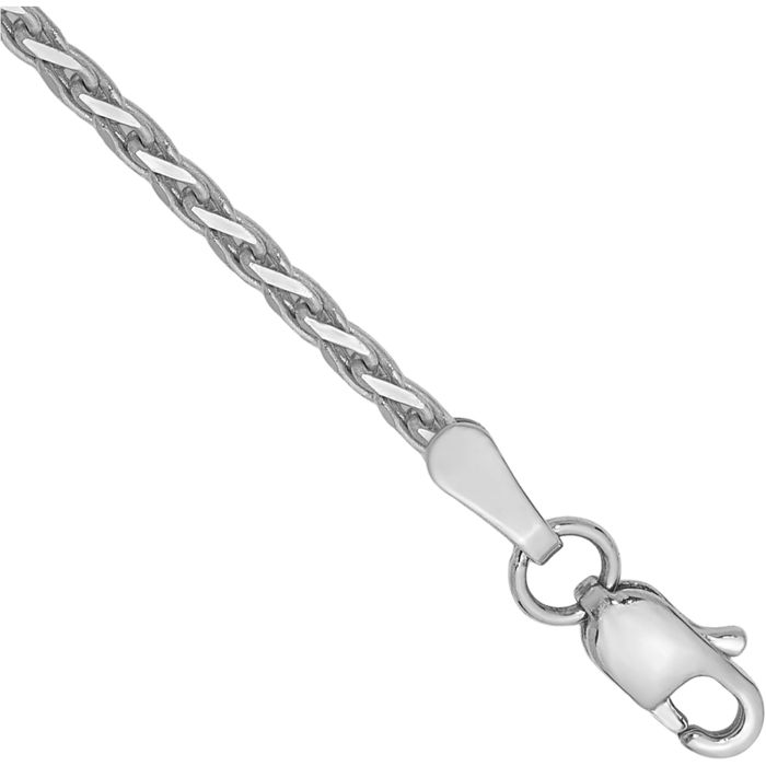 14K Solid White Gold 1.9mm Parisian Spiga Wheat Link Chain Anklet Summer Beach Foot Ankle Bracelet