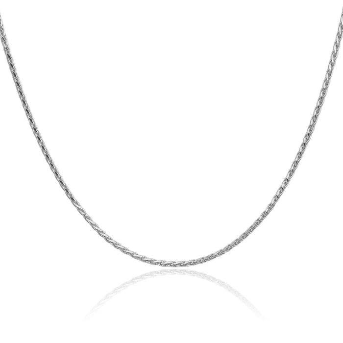 14K Solid White Gold 1.9mm Parisian Spiga Wheat Link Chain Necklace