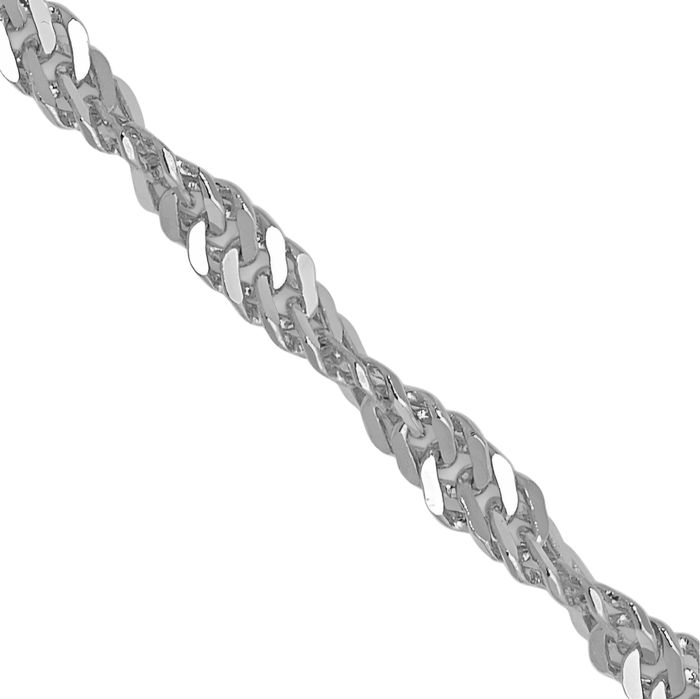 14K Solid White Gold 1.9mm Singapore Chain Necklace