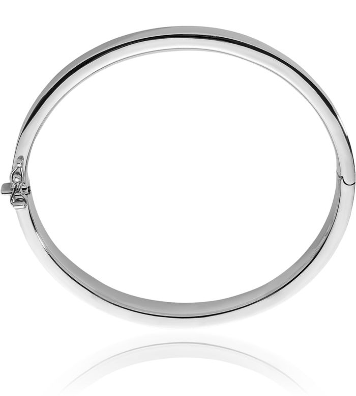 14K Solid White Gold 10.5mm Bangle Bracelet