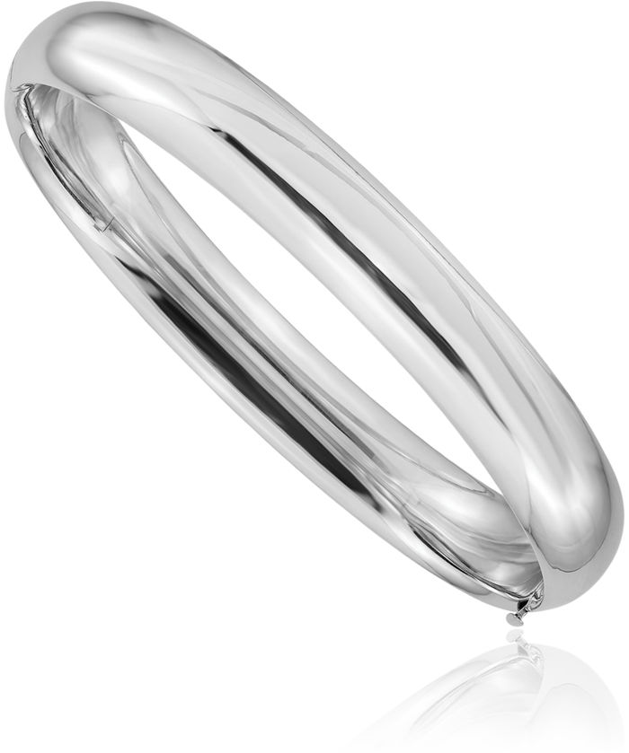 14K Solid White Gold 10mm Bangle Bracelet