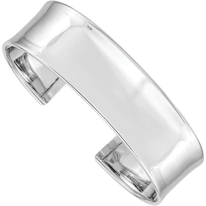 14K Solid White Gold 18.5mm Cuff Bracelet