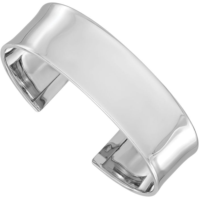 14K Solid White Gold 19mm Cuff Bracelet