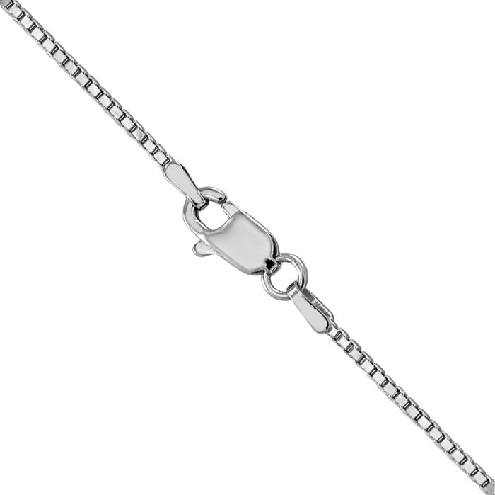 14K Solid White Gold 1mm Box Link Chain Necklace