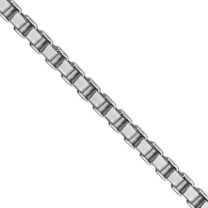 14K Solid White Gold 1mm Box Link Chain Necklace