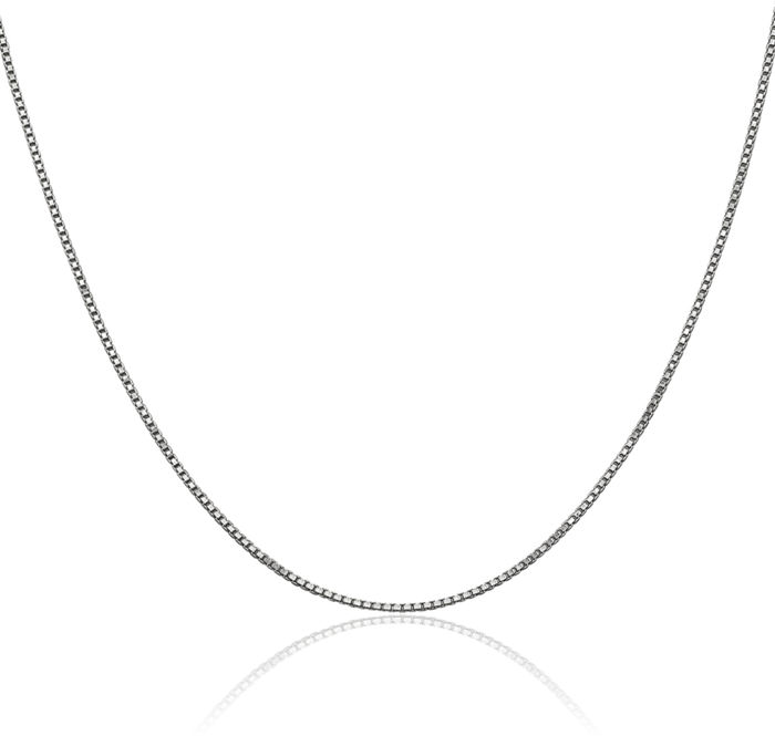 14K Solid White Gold 1mm Box Link Chain Necklace