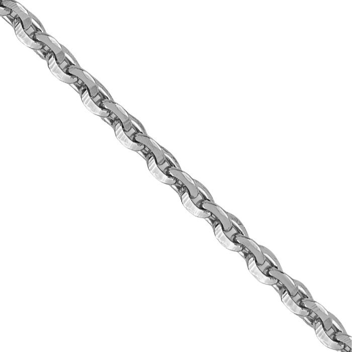 14K Solid White Gold 1mm Cable Rolo Link Chain Belcher Necklace