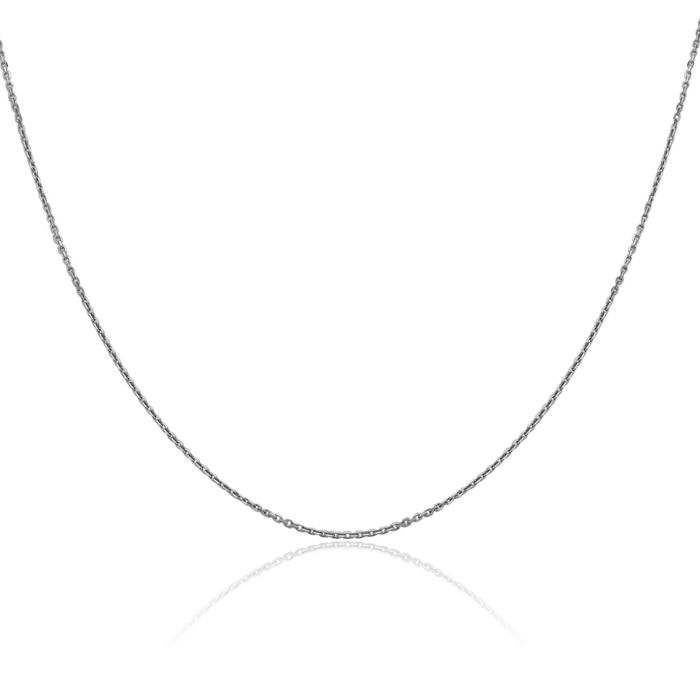 14K Solid White Gold 1mm Cable Rolo Link Chain Belcher Necklace